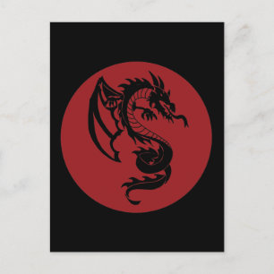 Carte Postale Tatouage de dragon Cercle Rouge