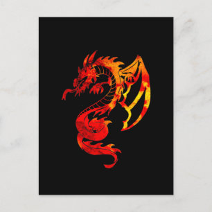 Carte Postale Tatouage de dragon de feu rouge