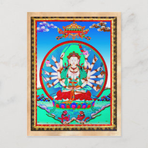 Carte Postale Tatouage de thangka cool Cundhi Bodhisattva