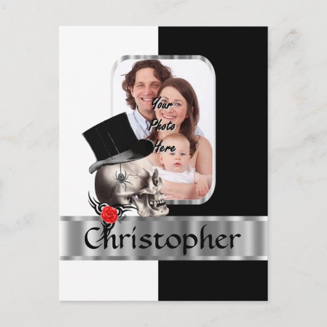 Carte Postale tatouage gothique du crâne (Devant)