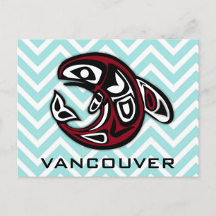 Carte Postale Tatouage totem tribal nautique de Vancouver orque