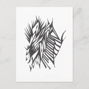 Carte Postale Tatouage Tribal Abstrait Noir et Blanc Demi-Demi