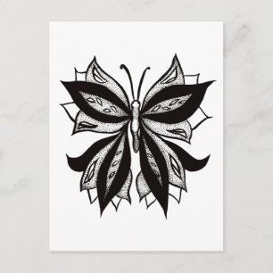 Carte Postale Tatouage Tribal Noir Et Blanc Papillon