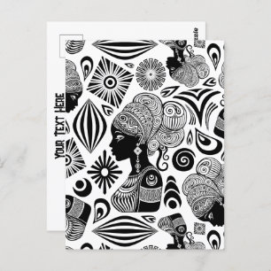 Carte Postale Tatouage Tribal Portrait de Fille Africaine