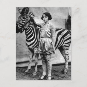 Carte postale Tattooé Circus Lady et Zebra