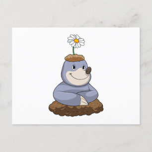 Carte Postale Taupe avec fleur de marguerite