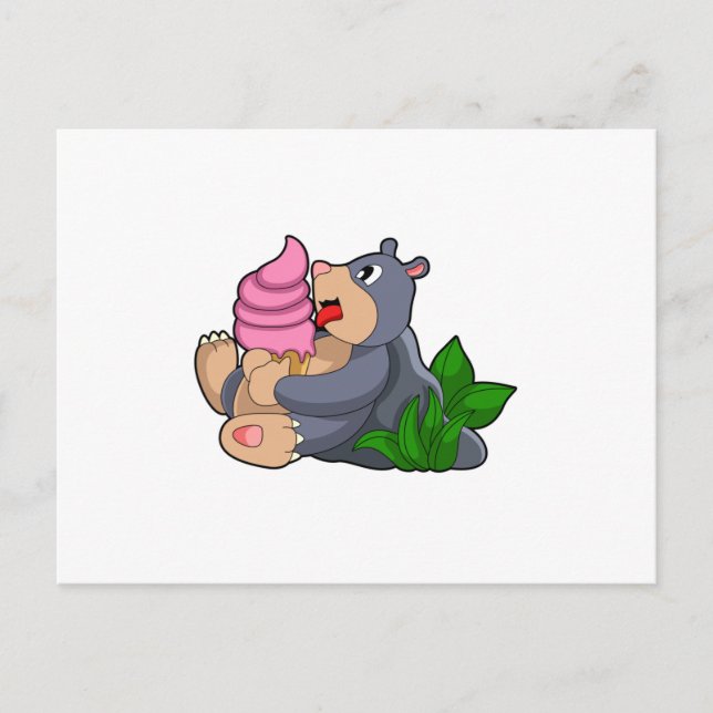 Carte Postale Taupe avec glace au gaufre (Devant)