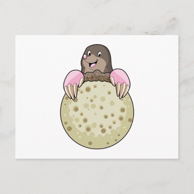 Carte Postale Taupe avec Lune (Devant)