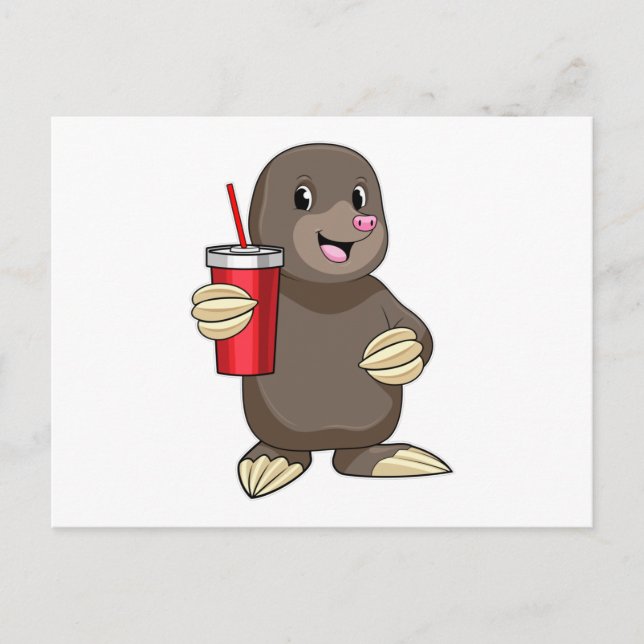 Carte Postale Taupe avec tasse à café (Devant)