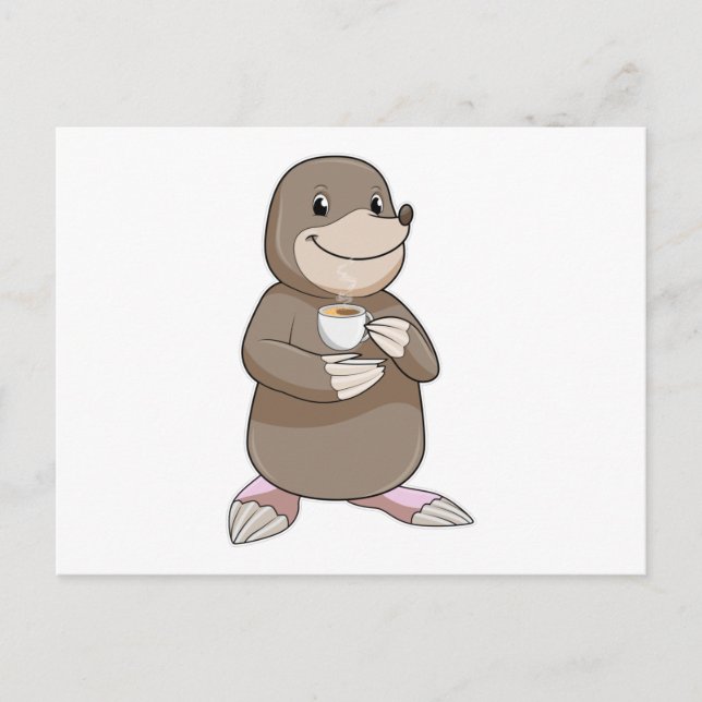 Carte Postale Taupe avec Tasse à Café (Devant)