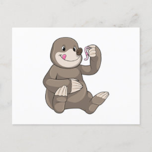 Carte Postale Taupe avec Ver de Terre