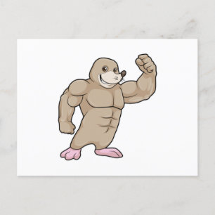Carte Postale Taupe culturiste avec de gros muscles
