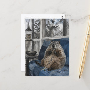 Carte Postale Taupe drôle sur le canapé