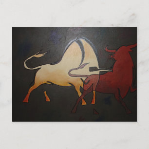 Carte Postale Taurean Bulls Animal Art Abstrait