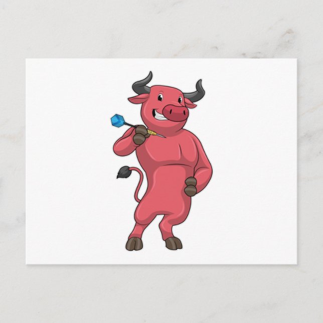 Carte Postale Taureau aux fléchettes avec fléchette (Devant)