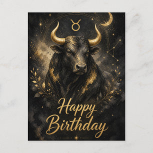 Carte Postale Taureau Joyeux Anniversaire Design Signe du zodiaq