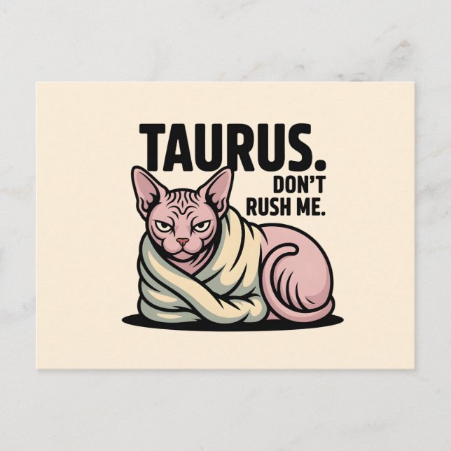 Carte Postale Taurus Sphynx Cat Zodiac Attitude Illustration (Devant)