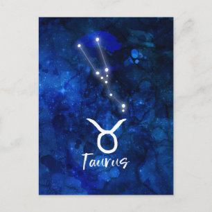 Carte Postale Taurus Zodiac Constellation Bleu Galaxie Céleste