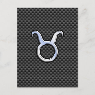 Carte Postale Taurus Zodiac Sign on Black Carbon Fibre Print