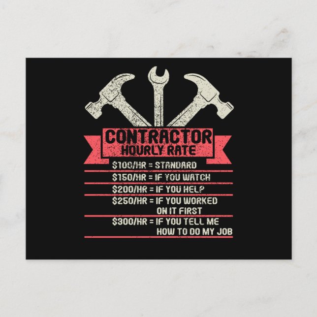 Carte Postale Taux horaire de réparation mécanique (Devant)