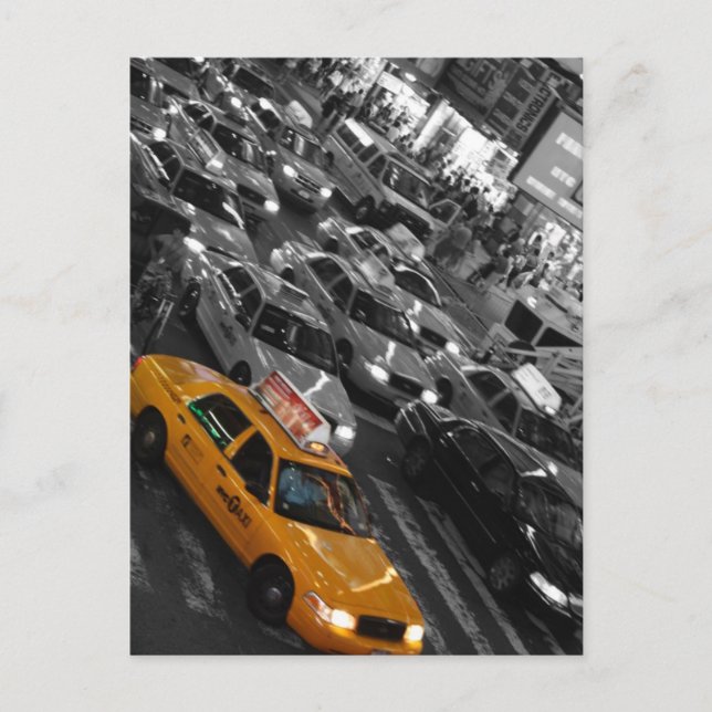 Carte Postale Taxi : Arrière - plan B&W (Devant)
