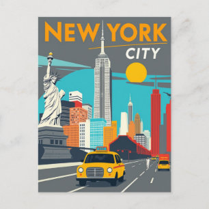 Carte Postale Taxi jaune emblématique de New York City