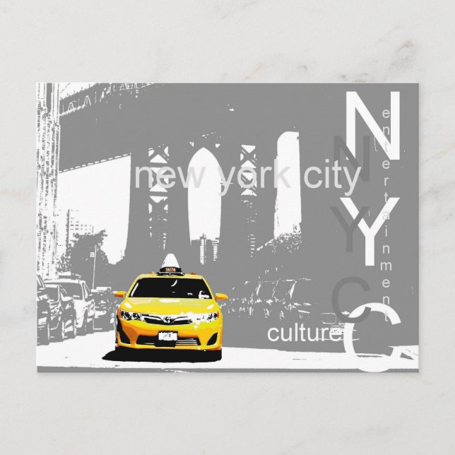 Carte Postale Taxi Jaune Pont De Brooklyn Nyc New York City (Devant)