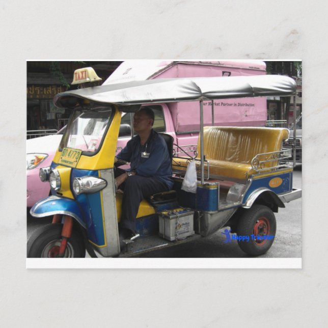 Carte Postale Taxi Tuk-tuk à Bangkok - Taxi unique (Devant)
