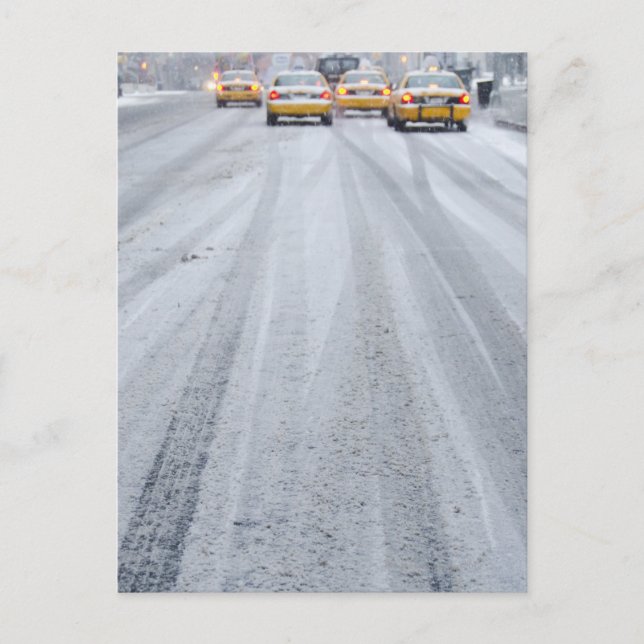 Carte Postale Taxis Jaunes à Blizzard (Devant)