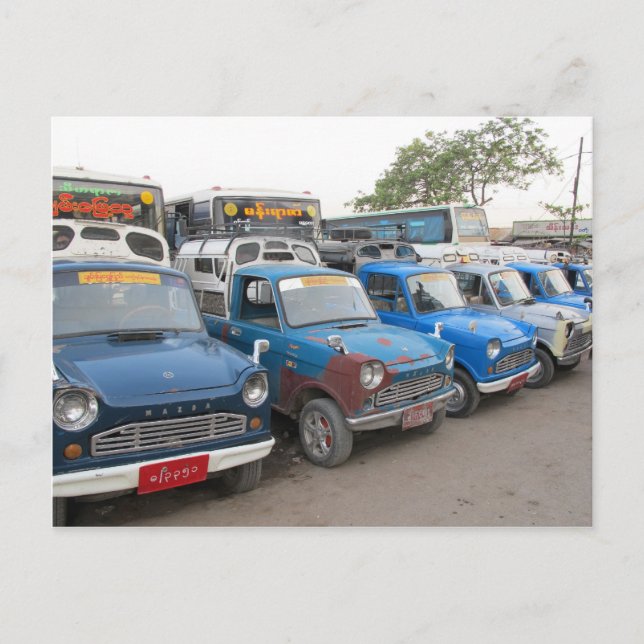 Carte Postale Taxis Mazdas Bleus (Devant)