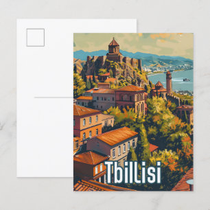 Carte Postale Tbilisi Géorgie Vintage Retro Illustration de voya