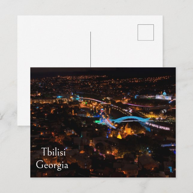 Carte Postale Tbilissi la nuit (Devant / Derrière)
