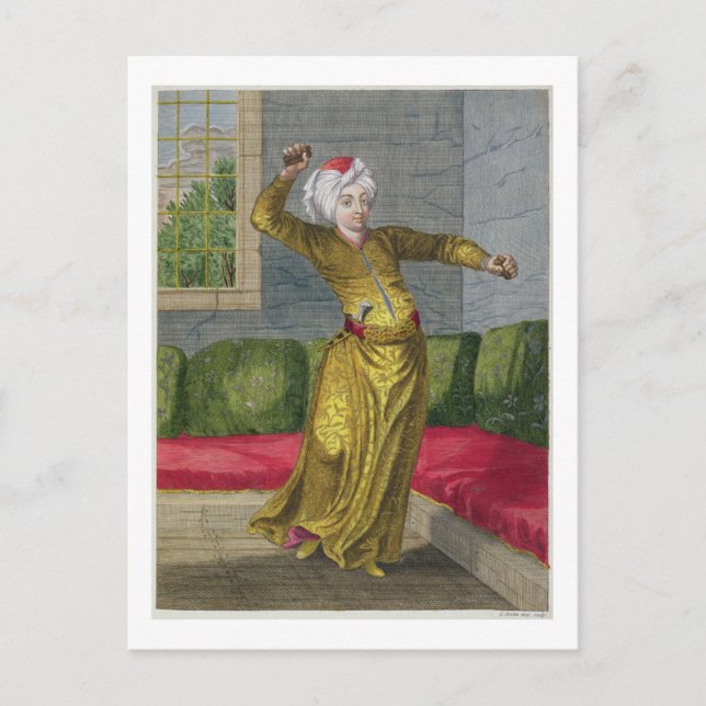 Carte Postale Tchingui, Danseuse turque, 18ème siècle (gravure) (Devant)