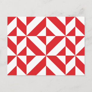 Carte Postale Tchry Red Geometric Deco Cube Pattern