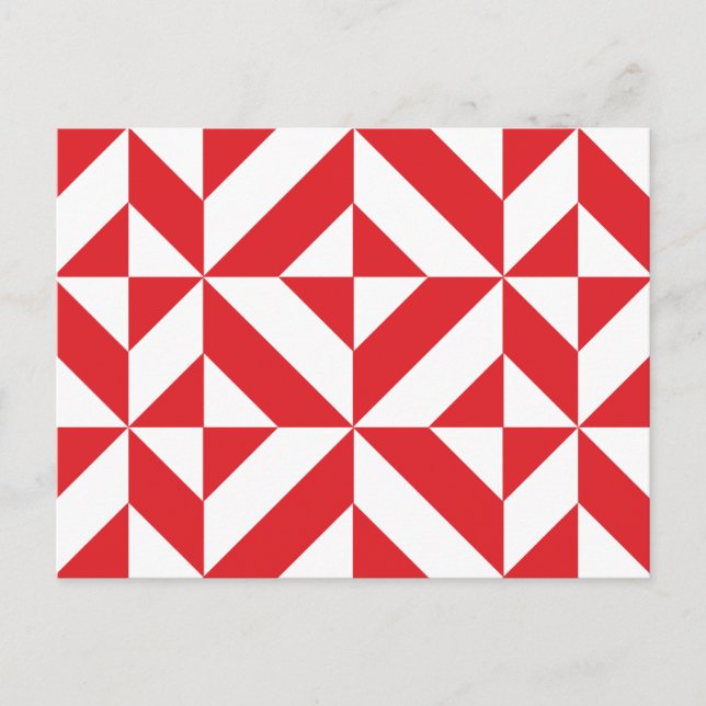 Carte Postale Tchry Red Geometric Deco Cube Pattern (Devant)