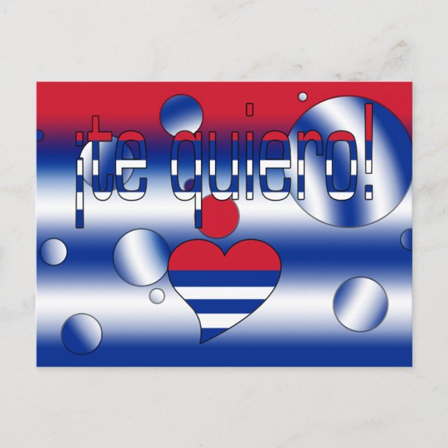 Carte Postale Te Quiero ! Cuba Drapeau couleurs Pop Art (Devant)