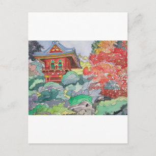 Carte Postale Tea House à San Francisco aquarelle peinture