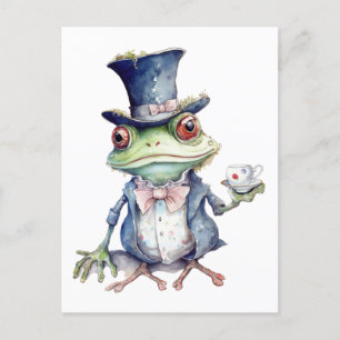 Carte Postale Tea Party crapaud en haut du chapeau