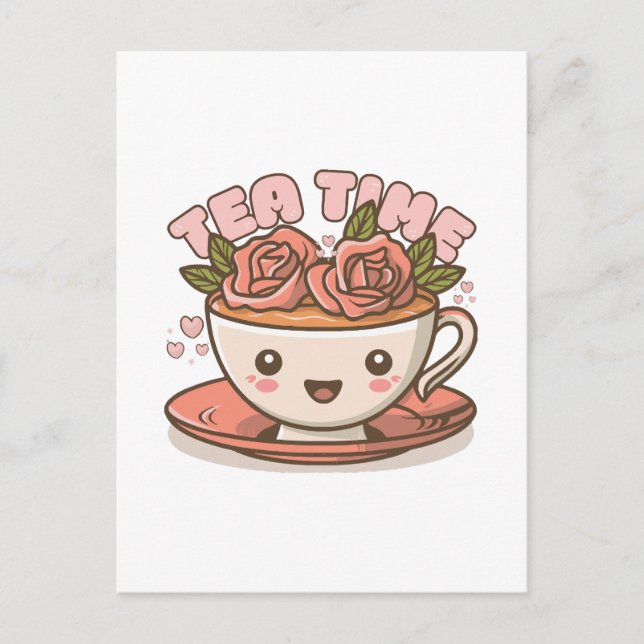 Carte Postale Tea Time Rose Tea Kawaii (Devant)