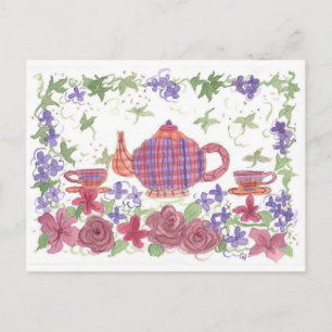 Carte postale Tea Time Teapot and Flowers