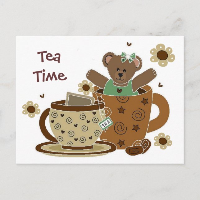 Carte postale Tea Time Teddy Bear (Devant)