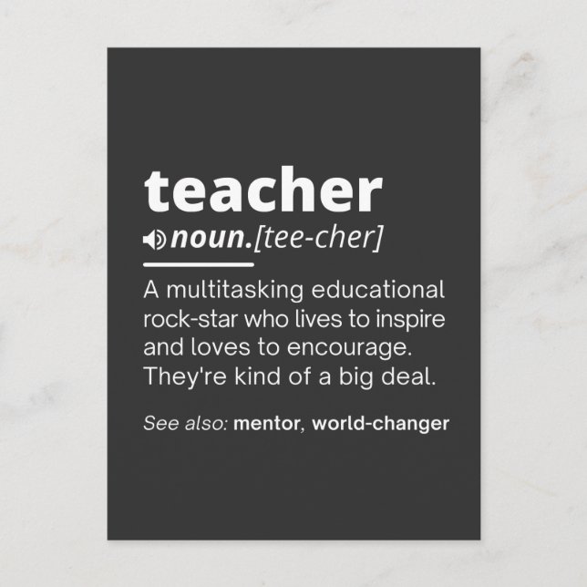 Carte Postale Teacher Definition - Funny Teaching School Teacher (Devant)