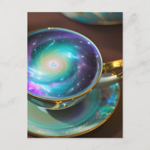 Carte Postale Teacup rempli avec la Galaxie