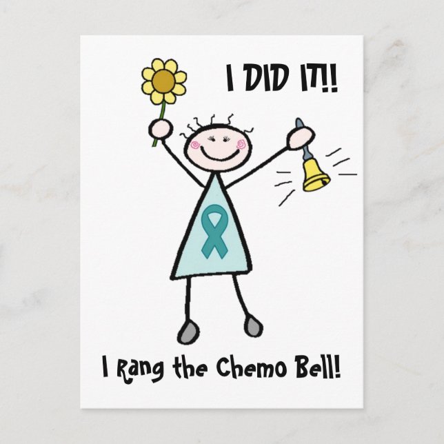 Carte Postale Teal Ribbon Chemo Bell Postcard (Devant)