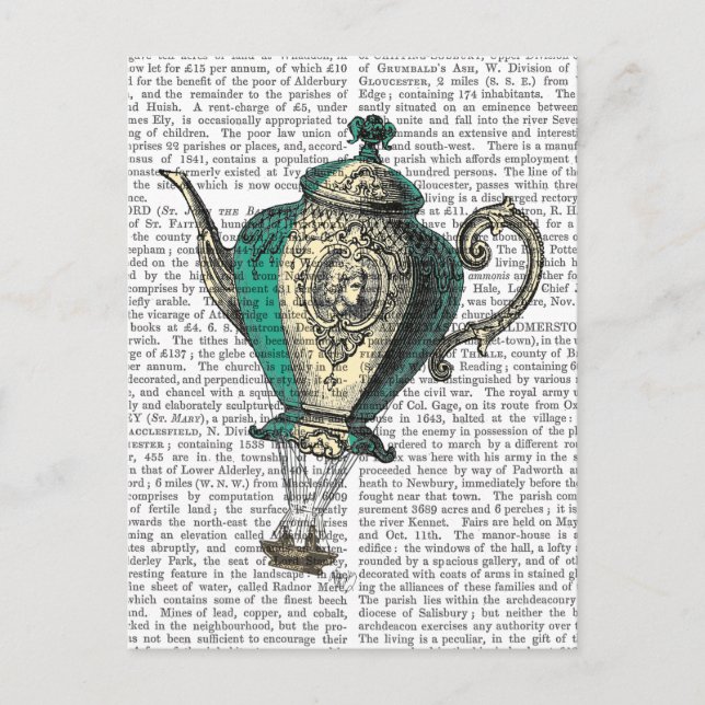 Carte Postale Teapot volant 1 Vert et Jaune (Devant)