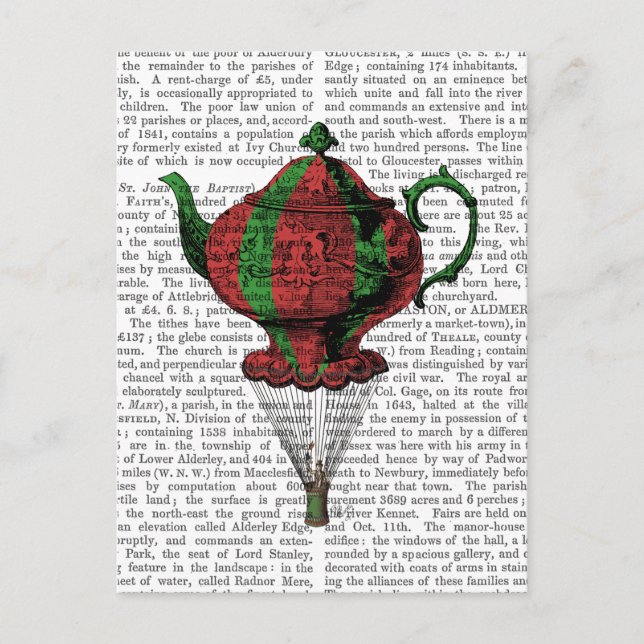Carte Postale Teapot volant 2 rouge et vert (Devant)