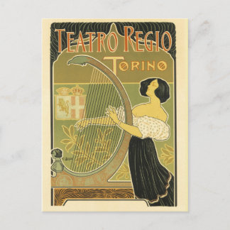Carte Postale Teatro Regio Vintage Art Nouveau