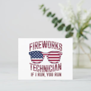 Carte Postale Technicien de feux d'artifice 4 juillet drôle État