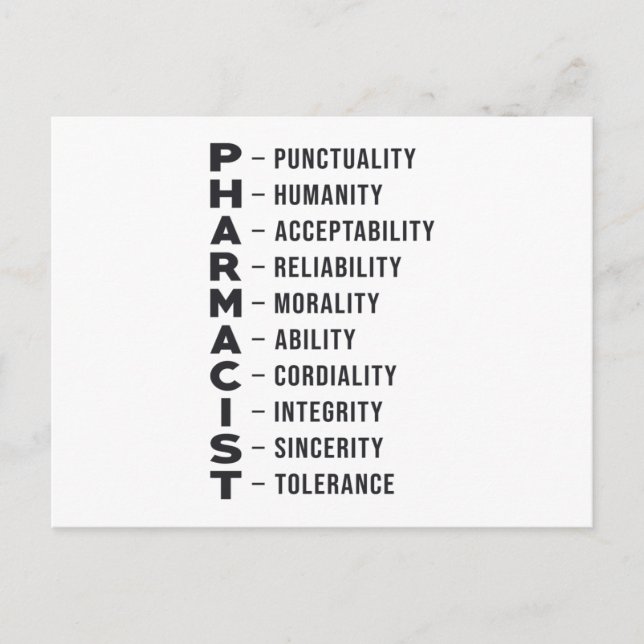 Carte Postale Technicien en pharmacie Tech Pharmacist Medicine (Devant)