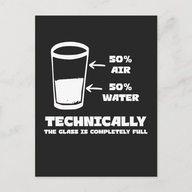 Carte Postale Techniquement, le verre est complètement plein drô (Devant)